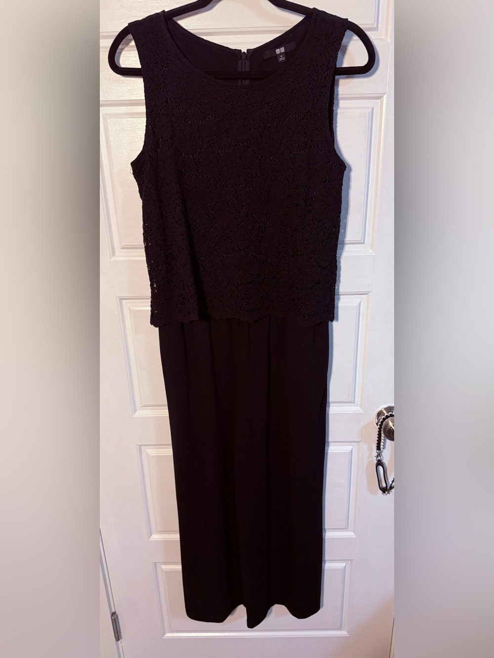 Uniqlo Black Lace Detail Top, wide leg jump suit medium